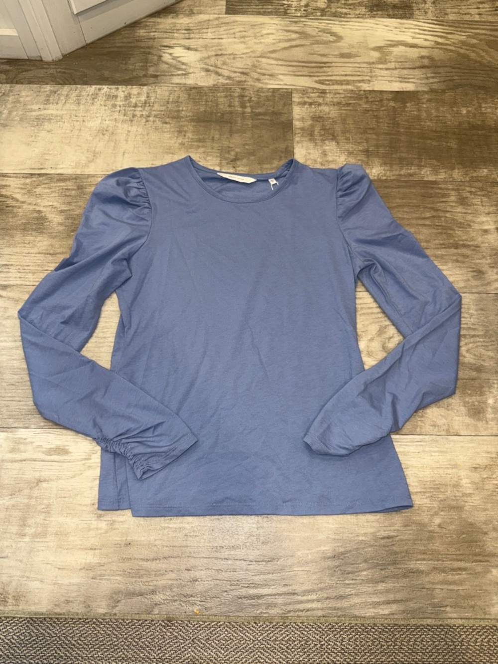 Rebecca Taylor Periwinkle Puff-Sleeve Long Sleeve Tee